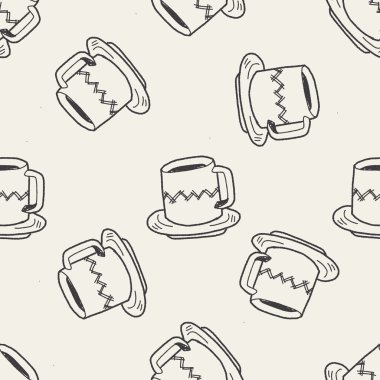 Kahve Kupası doodle Dikişsiz desen arka plan