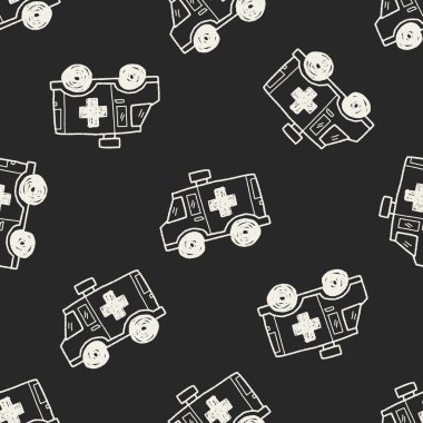 Doodle ambulans Dikişsiz desen arka plan