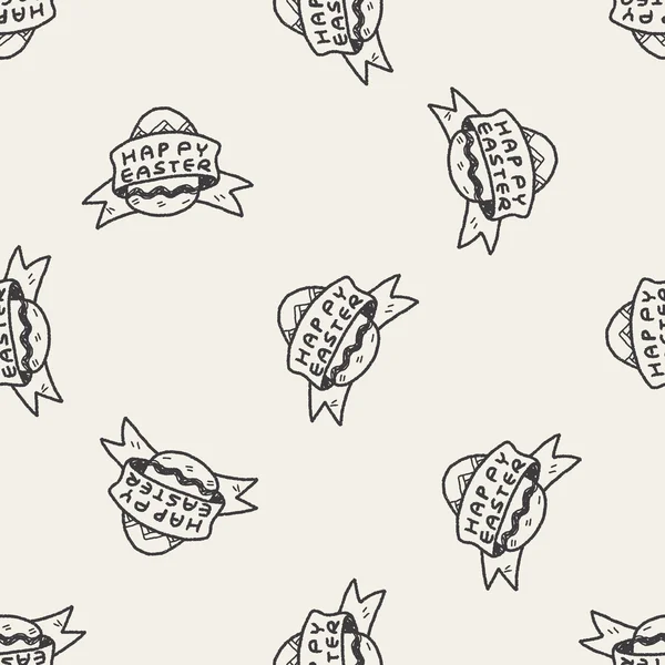 Oeuf de Pâques doodle fond de motif sans couture — Image vectorielle