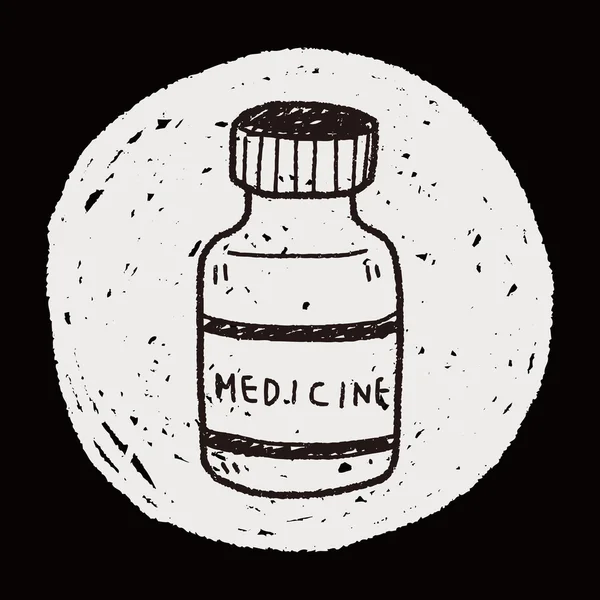 Geneeskunde fles doodle tekening — Stockvector