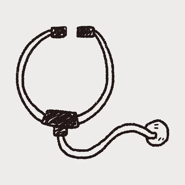 Stetoskop doodle çizim — Stok Vektör