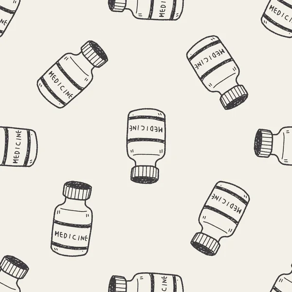 Medicina bottiglia doodle disegno senza soluzione di continuità modello di sfondo — Vettoriale Stock