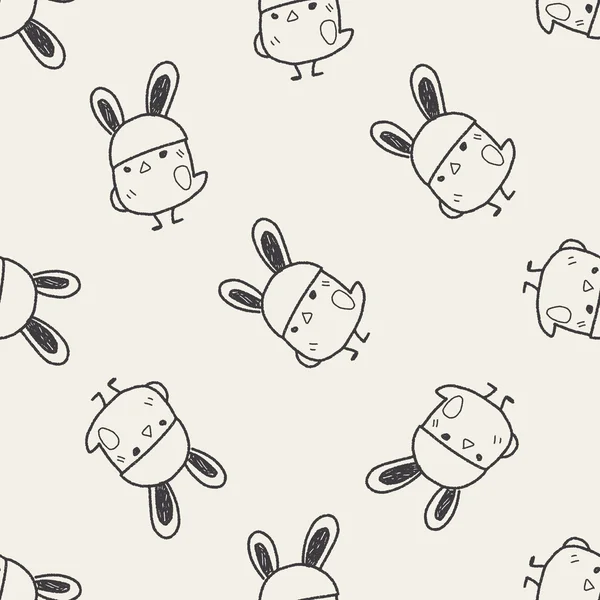 Easter bunny doodle seamless pattern background — Stock Vector