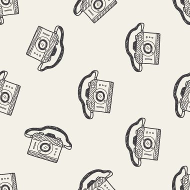 Doodle kamera Dikişsiz desen arka plan