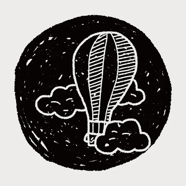 Doodle balão de ar quente — Vetor de Stock