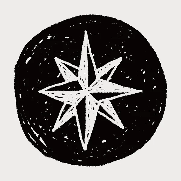 Kompass stjärna doodle — Stock vektor