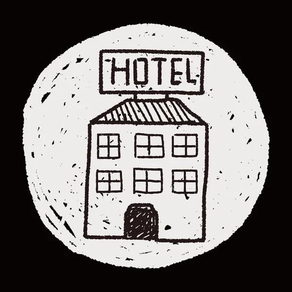 Hotel doodle drawing — Stock Vector