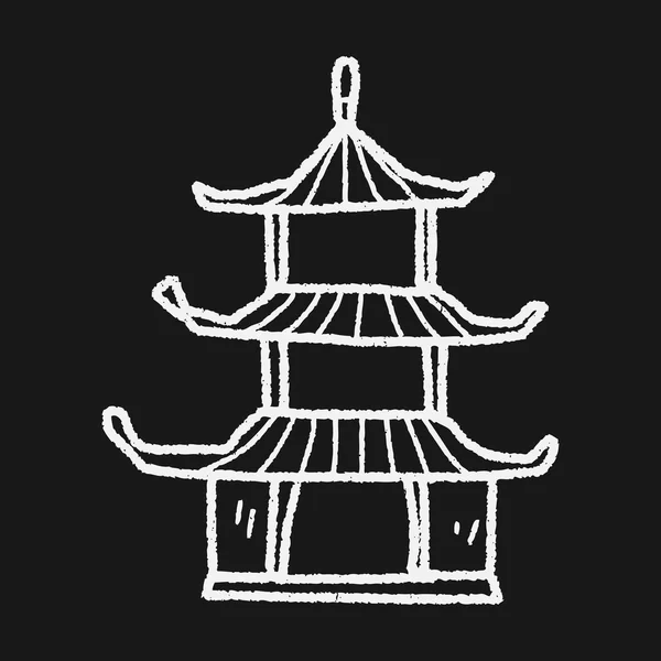 中国の家の落書き — ストックベクタ