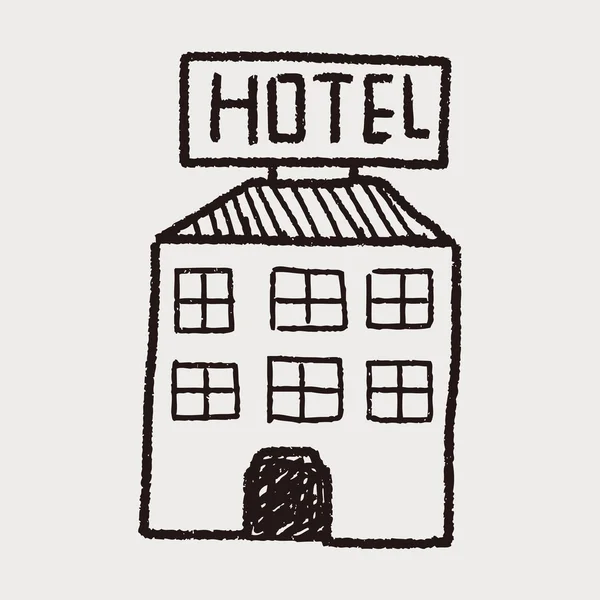 Desenho doodle hotel — Vetor de Stock