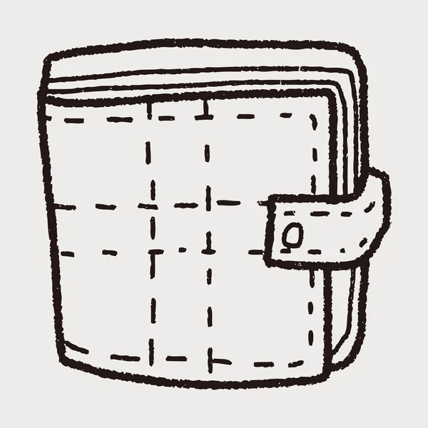 Brieftaschen-Doodle-Zeichnung — Stockvektor