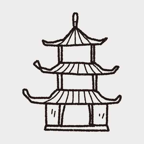 Casă chineză doodle — Vector de stoc