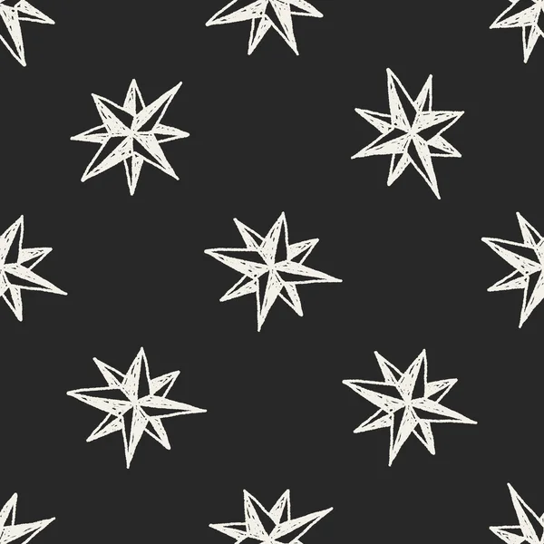 Compass star doodle seamless pattern background — Stock Vector