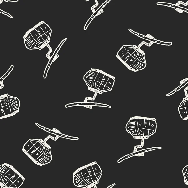 Cable car doodle seamless pattern background — Stock Vector
