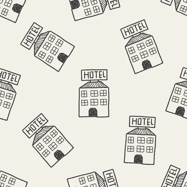 Hotel doodle dibujo sin costuras patrón de fondo — Vector de stock