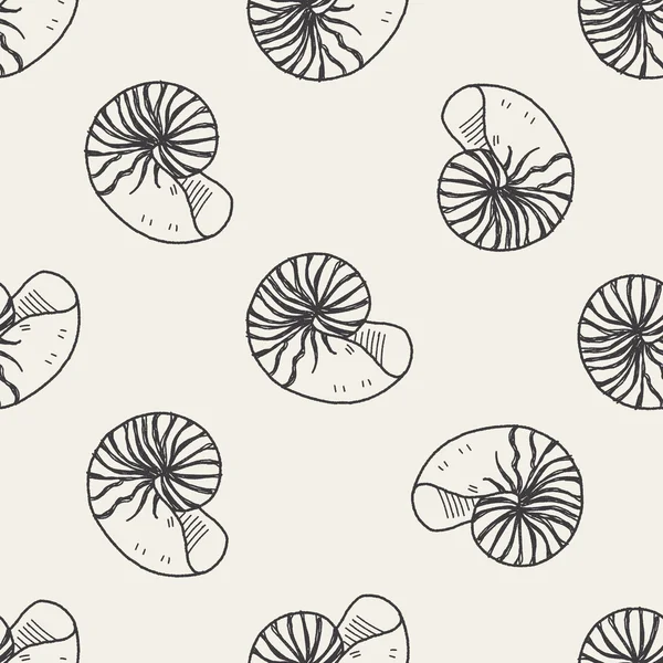 Shell doodle seamless pattern background — Stock Vector