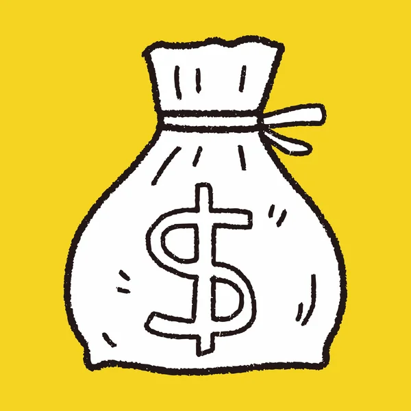 Doodle Σάκκος με τα χρήματα — Διανυσματικό Αρχείο