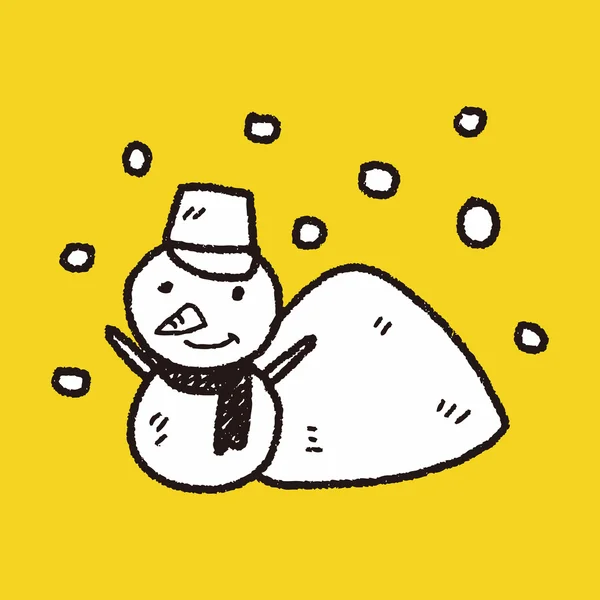 Bonhomme de neige doodle — Image vectorielle