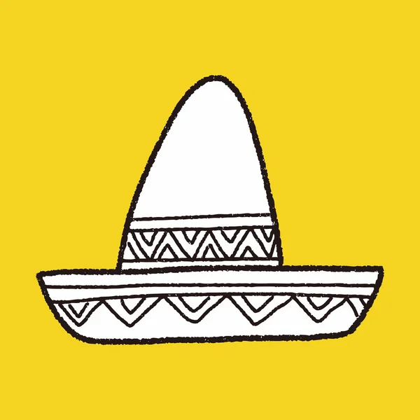 Mexikanska hatten doodle — Stock vektor