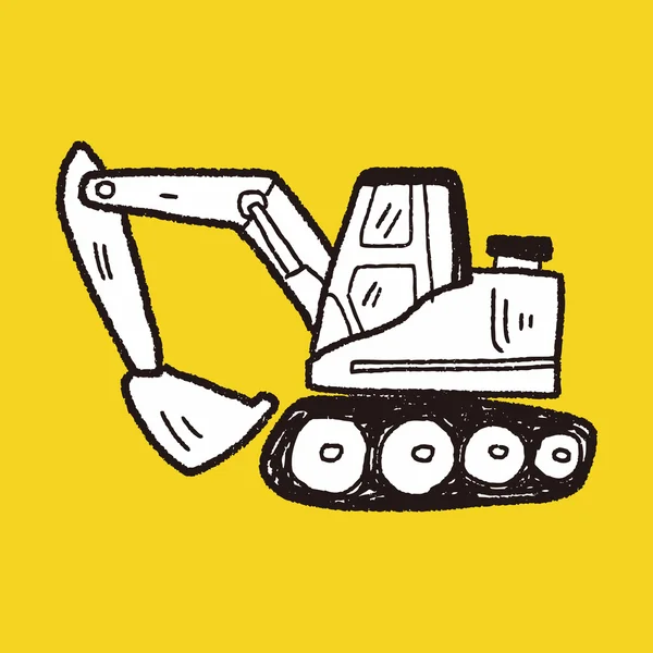 Excavator doodle — Stock Vector