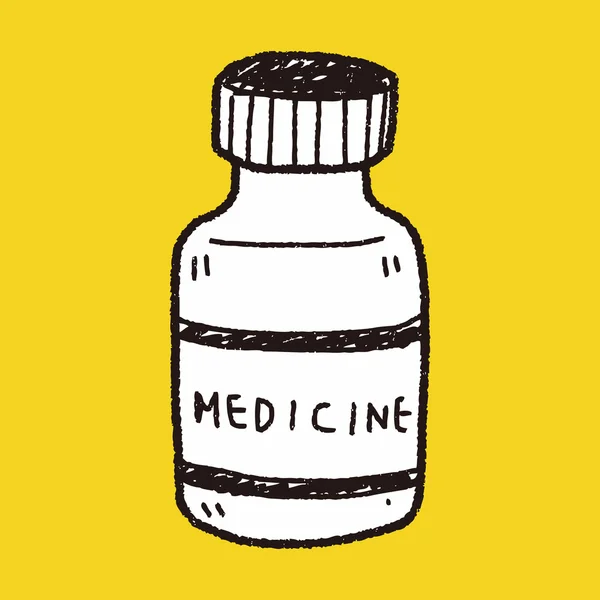 Medicin flaskan doodle ritning — Stock vektor