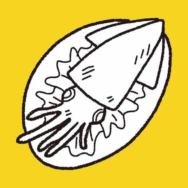 Doodle de comida de lula — Vetor de Stock