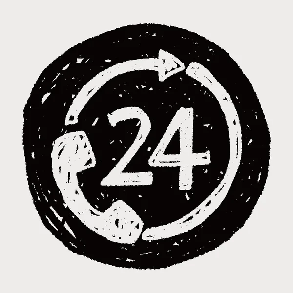 24 ώρες πελάτης υπηρεσία doodle σχέδιο — Διανυσματικό Αρχείο