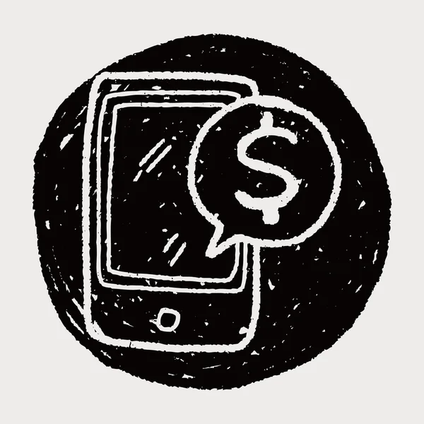 Finanza mobile doodle — Vettoriale Stock