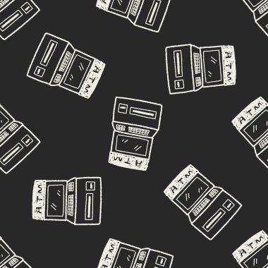ATM doodle çizim Dikişsiz desen arka plan