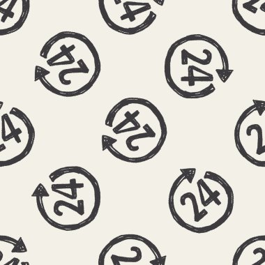 24 saat müşteri hizmeti doodle Dikişsiz desen arka plan çizim