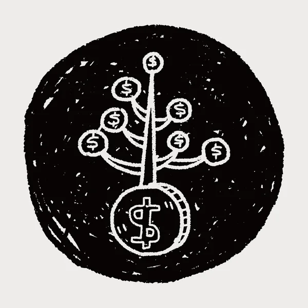 Doodle árvore dinheiro — Vetor de Stock