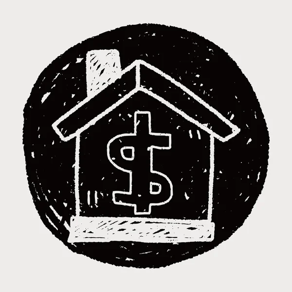 Huis geld doodle — Stockvector