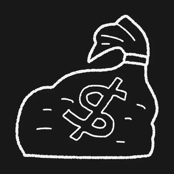 Geld tas doodle — Stockvector