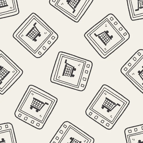 Mobiele winkelen doodle naadloze patroon achtergrond — Stockvector