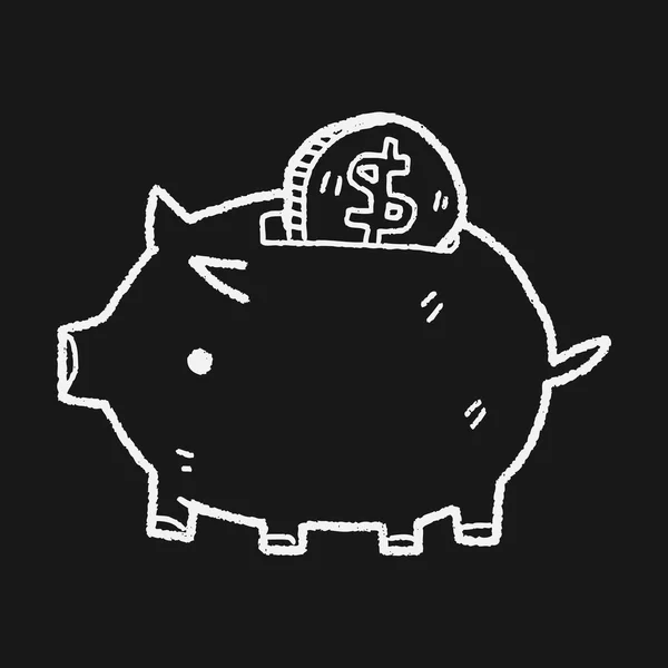 Doodle-Schwein-Geldbank — Stockvektor