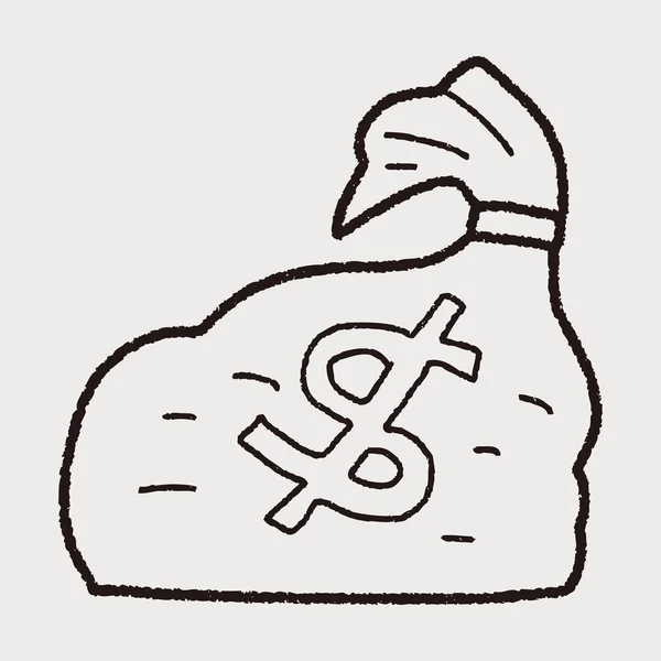 Geld tas doodle — Stockvector