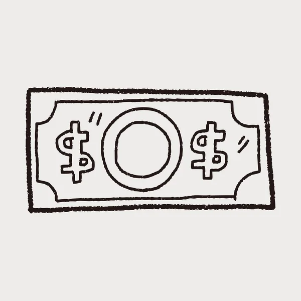 Geld doodle tekening — Stockvector