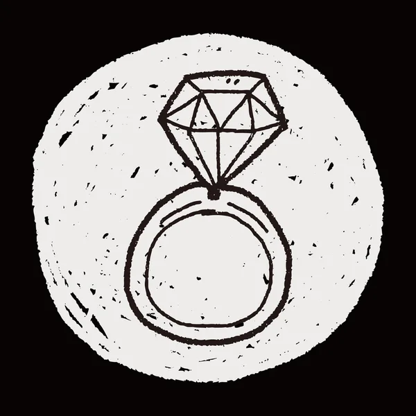 Gyémánt gyűrű doodle rajz — Stock Vector