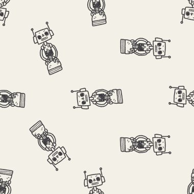 Robot doodle Dikişsiz desen arka plan