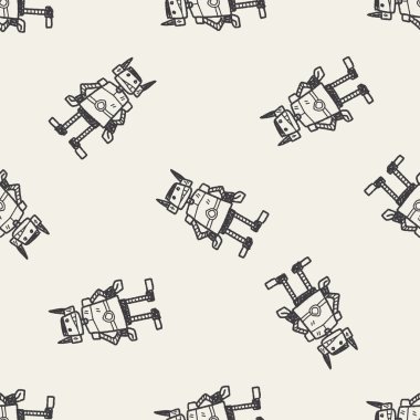 Robot doodle Dikişsiz desen arka plan