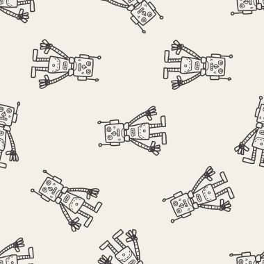 Robot doodle Dikişsiz desen arka plan