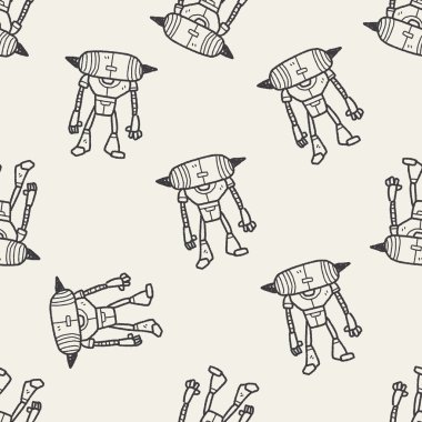 Robot doodle Dikişsiz desen arka plan
