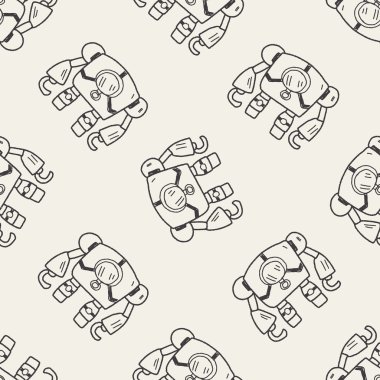 Robot doodle Dikişsiz desen arka plan