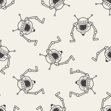 Robot doodle Dikişsiz desen arka plan