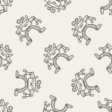 Robot doodle Dikişsiz desen arka plan