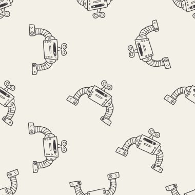 Robot doodle Dikişsiz desen arka plan
