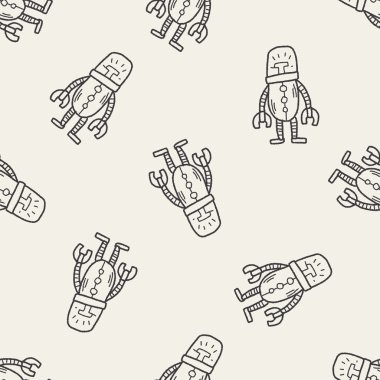 Robot doodle Dikişsiz desen arka plan