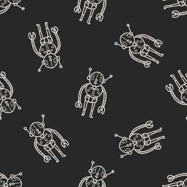 Robot doodle Dikişsiz desen arka plan