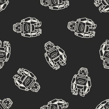 Robot doodle Dikişsiz desen arka plan