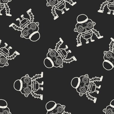 Robot doodle Dikişsiz desen arka plan