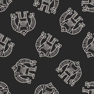 Robot doodle Dikişsiz desen arka plan